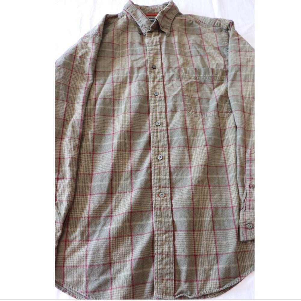 St. John's Bay Plaid Flannel Shirt Green Size L - Picture 2 of 6